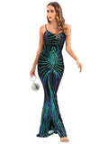 Women's Evening Gown Evening Dress Sexy Strap Vintage Sequins Dress