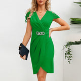 Women Date Dress V-neck Dress Summer Casual Short Dress