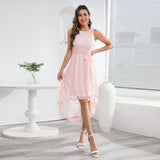 Women Date Dress Summer Butterfly Embroidery Mesh Lace Dress