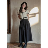 Women Knitwear Square Collar Short Sleeve Knitwear Summer T-shirt