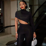Women Jumpsuit Autumn Sexy One Shoulder Long Sleeve Jumpsuit