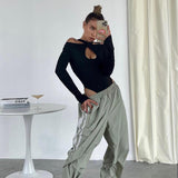 Women Jumpsuit Summer Hollow Sexy Slim Fit Long Sleeve Jumpsuit