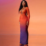 Women Dresses Autumn Sexy Hollow Backless Lace-up Long Sleeve Dress