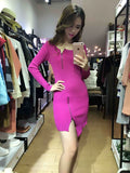 Women Maxi Dress Autumn and Winter Zipper Sheath Slim Knit Dress