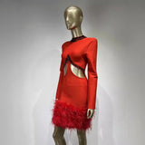 Women Dresses Bandage Dress Sexy Rhinestones Cutout Party Dress (Ont0408)