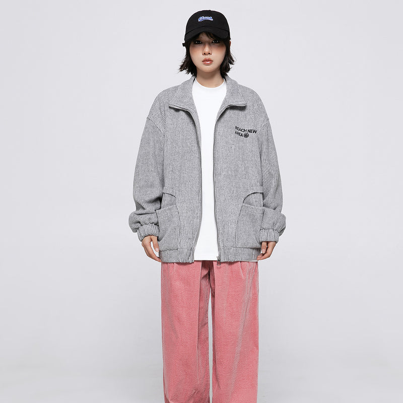Unisex Jacket Autumn Striped Embroidered Jacket