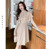 Women Maxi Dress Autumn Winter Retro Long Knitted Dress