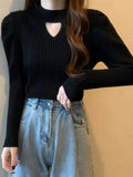 Women Knitwear Autumn and Winter Hollow round Neck Sweater