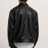 Men Motorcycle Jacket Retro Lapels Imitation Leather Jacket Coat 8281/400