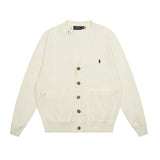 Rl small malaf v neckknittingoutwear wool topsflap pocket pantssingle breasted couplecasualfall and wintercardigan