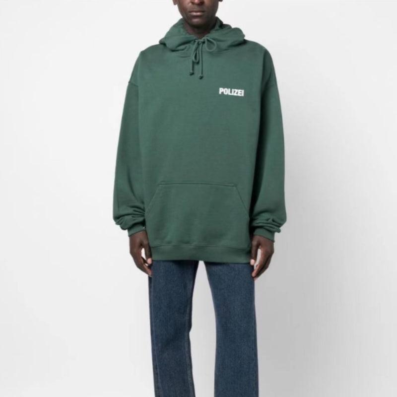 Vetements Hoodie Green Letters Printing plus Velvet Loose Sweater Hoodies
