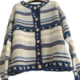 Women Knitted Cardigan Coat Cardigan Loose round Neck Single-Breasted Sweater