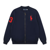 Rl ralph lauren pony racing element crewneck cardigan - relaxed fit knit wool sweater jacket for women - autumn/winter