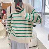 Women Knitted Pullover Striped Sweater Turtleneck Sweater