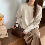 Women Knitted Pullover Autumn and Winter Crew Neck Pullover Sweater Loose Sweater