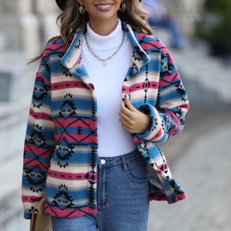 Women Trench Coat Casual Plush Long Sleeve Loose Single-Breasted Velvet Jacket