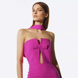 Women Dresses Sexy Magenta Party Dress (Ont0408)