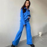 Ladies Leisure Knitwear Polo Collar Sweater Suit Casual Knitted Two-Piece