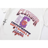 Travis Scott T Shirts x Mitchell x Ness Clemson Tigers Hand-Drawn Short Sleeve