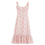 Women Dresses Summer Vintage Small Floral Slim-Fit Suspenders Dress (Xds0414)