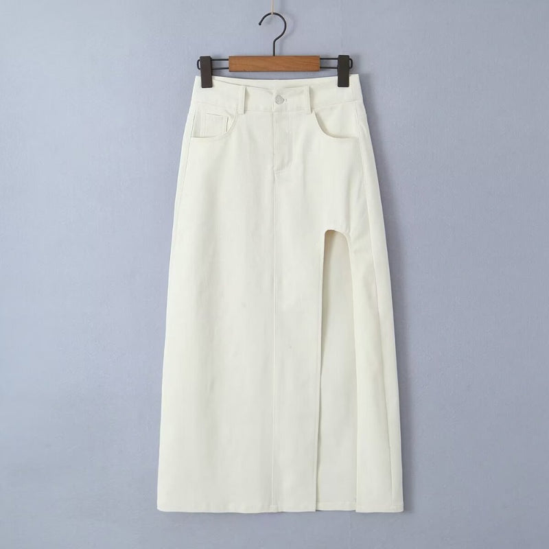 Women Skirt Spring and Summer Sexy Split Denim Skirt Long Skirt