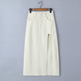 Women Skirt Spring and Summer Sexy Split Denim Skirt Long Skirt