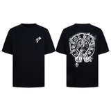 Ch hip-hop t shirts high street ch crow short sleeve couple fuzzy cross horseshoe sanskrit printingcasual