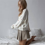 Ladies Leisure Knitwear Love Embroidered Long Sleeve Knitted Sweater for Women