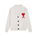 Ami arauneif big heart high weight v neckfall and winterknittingoutwearcardigan woolen clothes single breasted