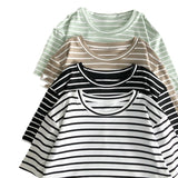 Women T-shirt Summer Stripes Short Sleeve Top Loose T-shirt