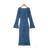 Women Dresses Summer round-Neck Long-Sleeved Dress Bell Sleeve Dress (Xds0414)