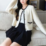 Women Knitwear Autumn and Winter round Neck Sweater Loose Knitted Cardigan