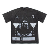 Hip-hop t shirts american high street half sleeve vintage washed retro distressed loose short sleeve t-shirt style