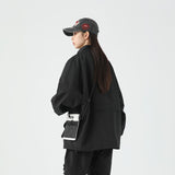 Unisex Jacket Stand Collar Jacket Men's Loose Mechanical Style Outdoor Jacket Coat