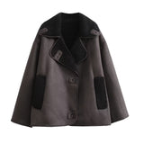 Women Leather Jacket Suede Lamb Wool Short Coat for Women