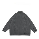 Unisex Jacket Retro Lapels Coat Denim Jacket Loose-Fitting Denim Clothes