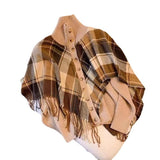 Women Knitwear Autumn and Winter Turtleneck Plaid Tassel Knitted Cardigan
