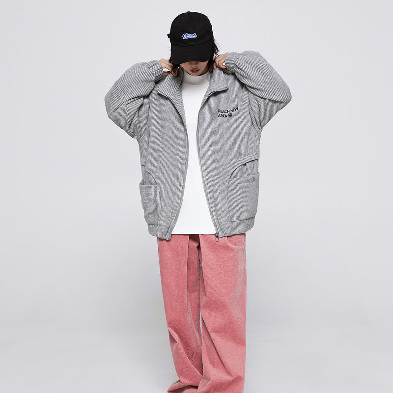 Unisex Jacket Autumn Striped Embroidered Jacket