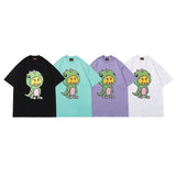 Drew house tshirt r d@ew cartoon dinosaur print crew neck pullover short sleeve