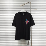 Ch hip-hop t shirts american ch short-sleeved sanskrit cross embroider craft short-sleeved casual high street couple easiest for match