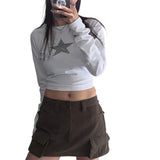 Women T-shirt Autumn and Winter XINGX Pattern Long-Sleeve T-shirt Slim Fit Sexy Short Top