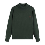 Ami araunriffall and wintertopspullover wool couplelong sleevesloose big heart high collar knitting shirt