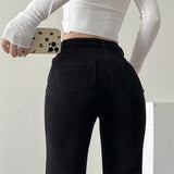 Women Sweatpants Casual Pants Women's Autumn and Winter Retro Bell-Bottom Pants Trousers