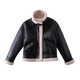 Women Leather Jacket Foreign Trade Locomotive Short PU Leather Faux Lamb Fur Coat