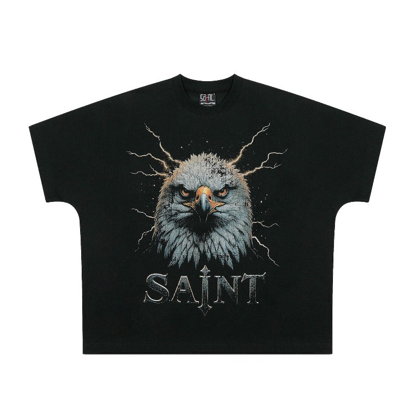 saint m t shirts s.m eagle letter graphic crew neck pullover short sleeve t-shirt