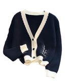 Women Knitwear Fall V-neck Sweater Female Loose Knitted Cardigan
