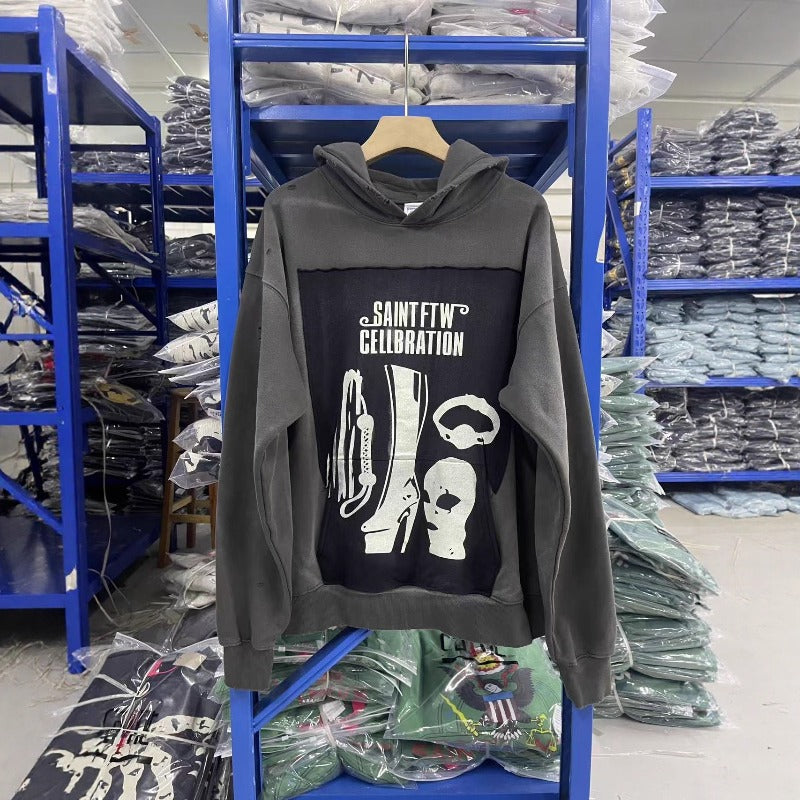 Saint m t jackets s.m cell celebration graphic washed & distressed hoodie wholesale
