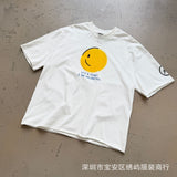 saint m t shirts s.m daisy smiley face graphic crew neck short sleeve tee