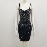 Women's Evening Dress Beaded Sexy Slim V-neck Hip Sling Dress