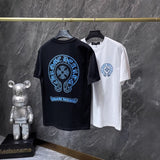 Ch hip-hop t shirts high version ch short-sleeved horseshoe sanskrit cross loosecasual high streeteasiest for match